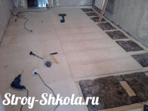 Деревянный пол по лагам в гараже