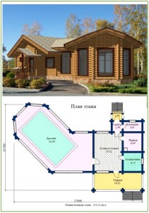 Планировка бани с большим бассейном